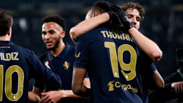 Esultanza della Juve dopo il gol di Thuram &copy; sito ufficiale Juventus