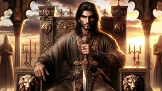 Immagine ispirata a Le Morte d'Arthur per il Leone. &copy; Immagine creata con DALL&middot;E