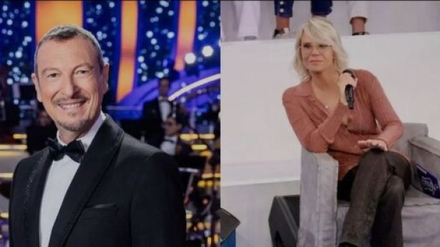 Maria De Filippi e Amadeus &copy; Mediaset.