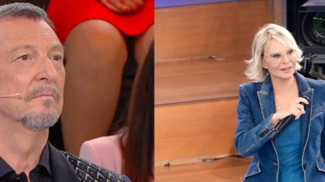 Amadeus e Maria De Filippi - screenshot &copy; Canale 5.