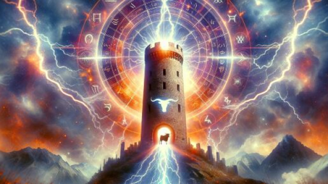 Tarocco della Torre assegnata al segno del Toro nell'oroscopo di sabato 12 aprile. &copy; Immagine creata con Dall-E