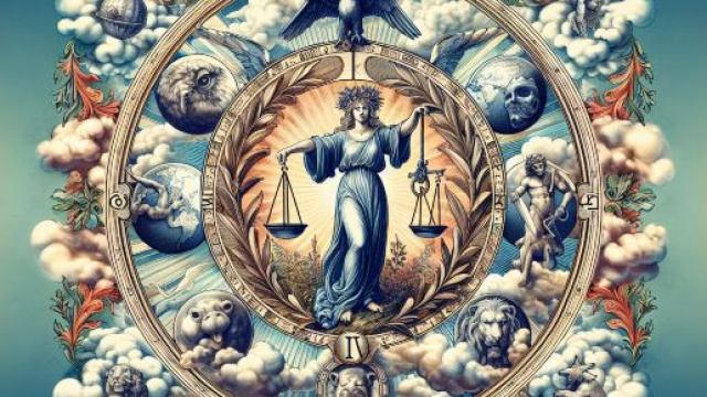 Bilancia incontra l'Arcano del Mondo: compimento e armonia universale. &copy; Immagine creata con Dall-E