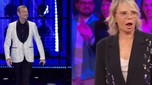 In foto Maria De Filippi e Amadeus &copy; Mediaset