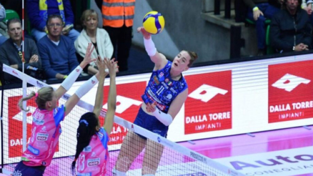 Un frangente di Conegliano-Novara Volley &copy; Pagina Facebook ufficiale Lega Pallavolo Serie A Femminile