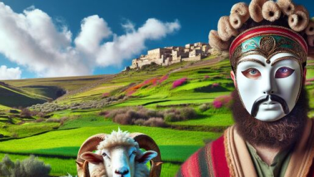 Immagine ispirata a una maschera italiana. &copy; Immagine creata con Dall-E