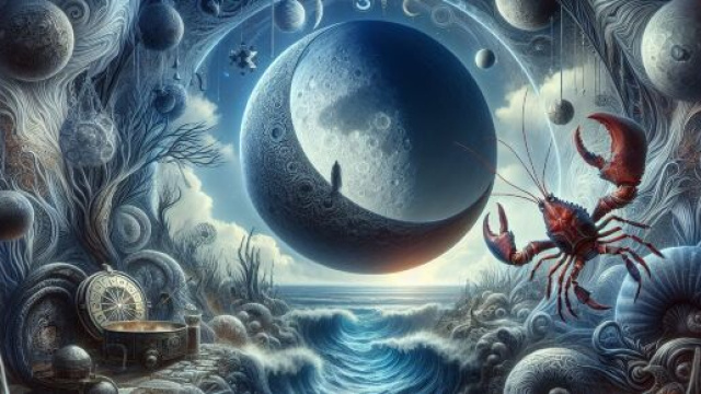 La carta dei tarocchi della Luna guida il segno del Cancro. &copy; Immagine creata con Dall-E