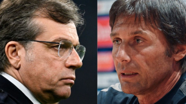 Cristiano Giuntoli, direttore sportivo della Juventus. Foto &copy; Juventus. Antonio Conte, allenatore del Napoli. Foto &copy; Napoli