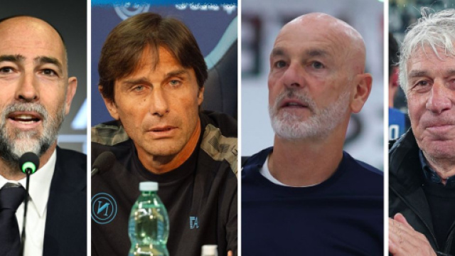 Igor Tudor. Foto &copy; Juventus. Antonio Conte. Foto &copy; Napoli. Stefano Pioli. Foto &copy; Al Nassr. Giampiero Gasperini. Foto &copy; Atalanta B.C.