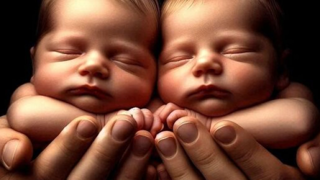 Due bambini gemelli tenuti tra le mani &copy; Pixabay