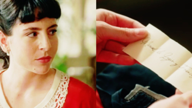 Julia legge il suo biglietto &copy; La Promessa