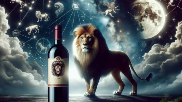 Illustrazione raffigurante il Leone e il numero della Smorfia 45 'o vino bbuono'. &copy; Immagine creata con Dall-E