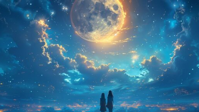 Coppia di fronte la Luna piena (&copy; Pixabay).