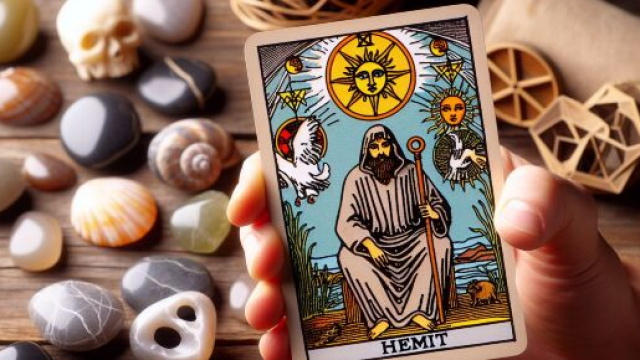 Tarocchi con l'Eremita per gli Scorpione, simbolo di introspezione. &copy; Immagine creata con Dall-E