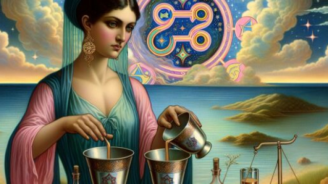 Immagine raffigurante la carta della Temperanza e il segno zodiacale del Cancro. &copy; Immagine creata con Dall-E