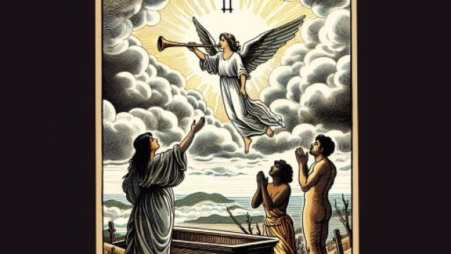 Vergine interpretata attraverso la carta del Giudizio, simbolo di rinascita. &copy; Immagine creata con Dall-E