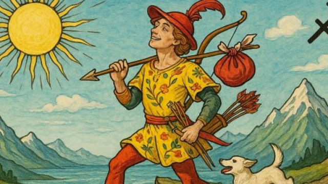 Il Matto, uno degli Arcani Maggiori che rappresenta il viaggio, la spontaneit&agrave; e la libert&agrave;. &copy; Immagine creata con Dall-E