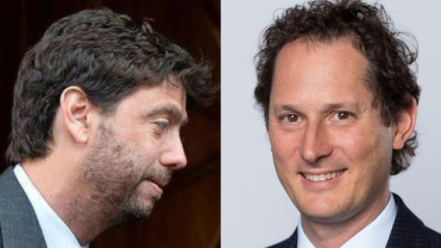 Andrea Agnelli, ex presidente della Juventus. Foto da &copy; X/Agnelli. John Elkann, CEO di Exor. Foto &copy; Wikipedia.
