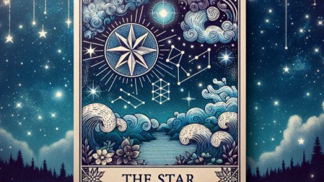 Immagine che rappresenta la carta dei tarocchi della Stella e il segno zodiacale dell'Acquario. &copy; Immagine creata con Dall-E