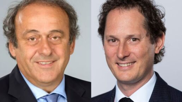 Michel Platini, ex calciatore. Foto &copy; UEFA. John Elkann, CEO di Exor. Foto &copy; Wikipedia