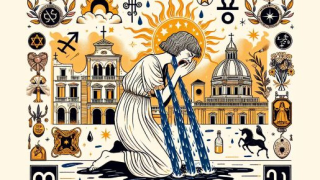 Sagittario e il numero 65 della Smorfia napoletana: il pianto come simbolo di introspezione. &copy; Immagine creata con Dall-E
