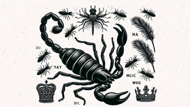 Scorpione e il simbolo 'e perucchie nella Smorfia napoletana. &copy; Immagine creata con Dall-E