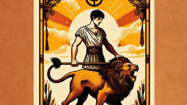 La carta dei tarocchi della Forza e il segno del Leone. &copy; Immagine creata con Dall-E