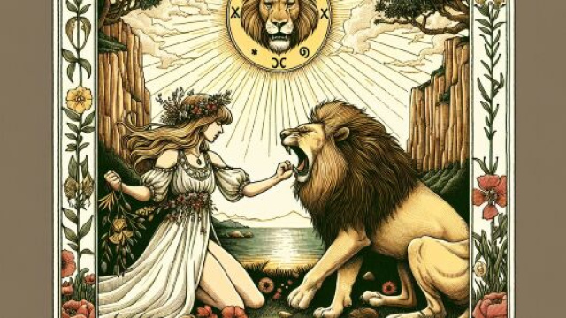 La carta dei tarocchi della Forza per il Leone. &copy; Immagine creata con Dall-E
