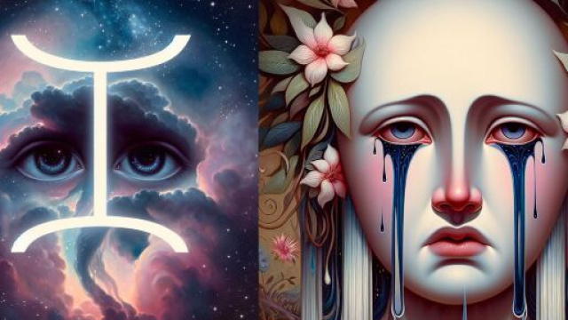 Illustrazione ispirata al segno zodiacale dei Gemelli e il pianto della Smorfia. &copy; Immagine creata con Dall-E