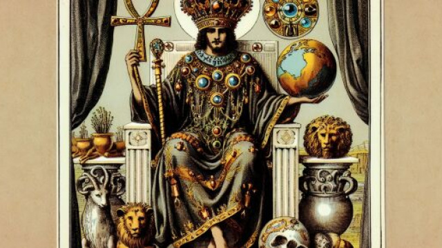 Illustrazione ispirata al tarocco dell'Imperatore per l'Ariete. &copy; Immagine creata con Dall-E