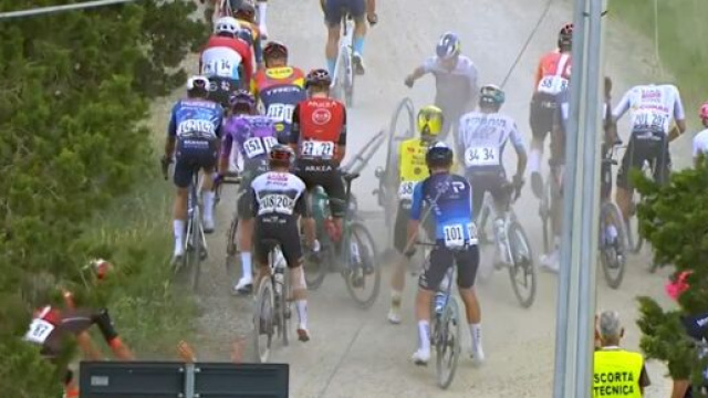 La caduta di Primož Roglič - &copy; Screenshot Eurosport