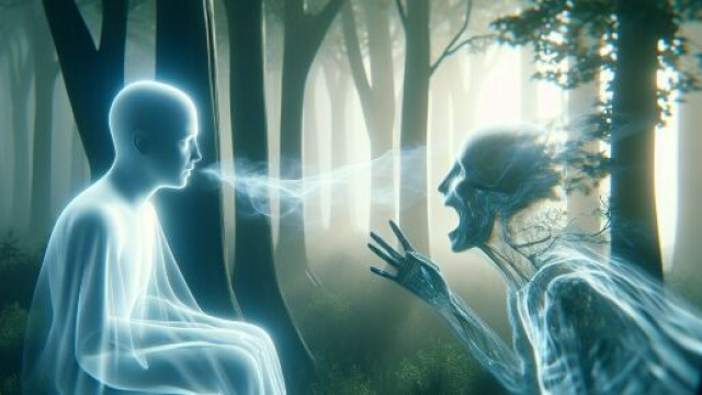 Ariete e 'o muorto che parla tra riflessioni e verit&agrave; nascoste. &copy; Immagine creata con Dall-E