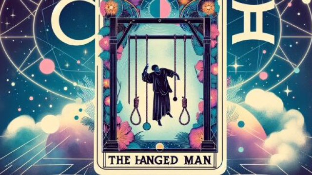L'Appeso, una carta dei tarocchi, invita i Gemelli a cambiare prospettiva. &copy; Immagine creata con Dall-E