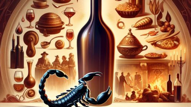 Scorpione e il numero 45 della Smorfia napoletana: il vino buono. &copy; Immagine creata con Dall-E