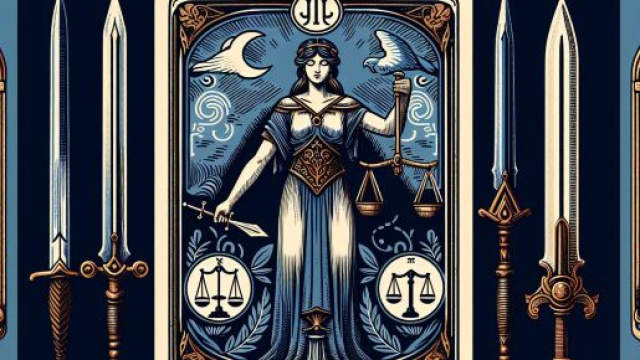 Bilancia e la carta della Giustizia, simbolo di armonia e verit&agrave;. &copy; Immagine creata con Dall-E