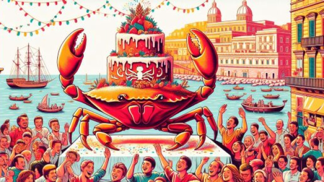 Oroscopo di mercoled&igrave; 21 maggio per il Cancro, ispirato dalla celebrazione della 'festa' nella Smorfia. &copy; Immagine creata con Dall-E