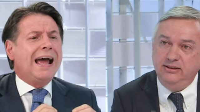 Giuseppe Conte e Maurizio Molinari (&copy; Screenshot La7)