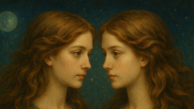 Illustrazione ispirata al segno zodiacale dei Gemelli. &copy; Immagine creata con Dall-E