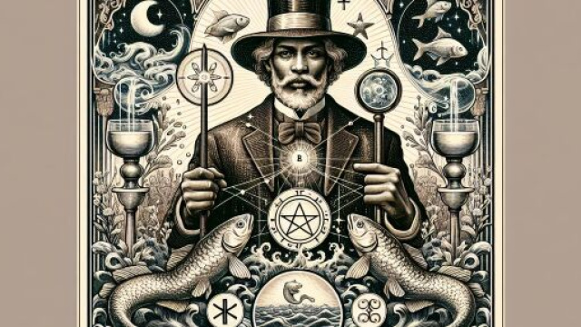 Illustrazione della carta del Mago per il segno dei Pesci. &copy; Immagine creata con Dall-E