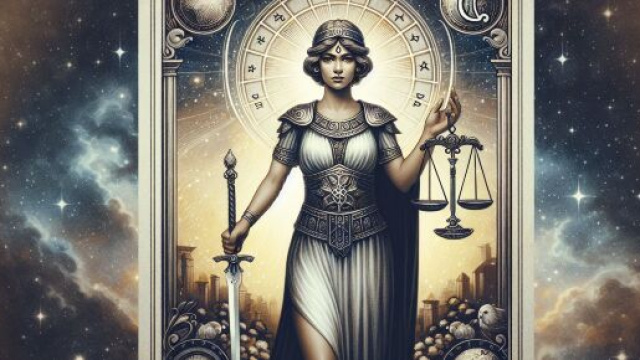 La Giustizia guida la Vergine verso l'equilibrio e l'armonia interiore. &copy; Immagine creata con Dall-E.