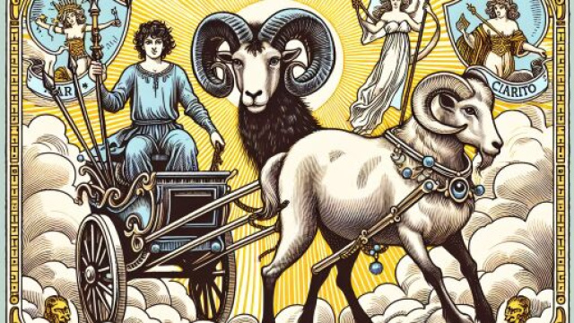 Oroscopo dei tarocchi per l'Ariete, guidato dal Carro. &copy; Immagine creata con Dall-E
