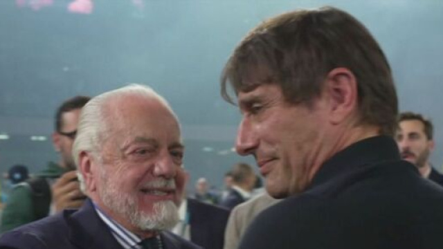 Aurelio De Laurentiis e Antonio Conte &copy; Mediaset Premium