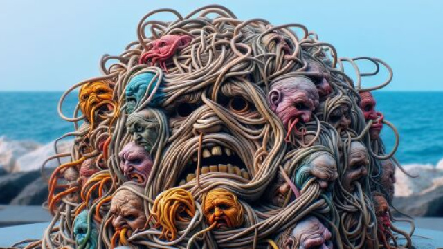 Il numero 22 della Smorfia, 'o mbruoglio, intrecciato nel destino dei Pesci. &copy; Immagine creata con Dall-E