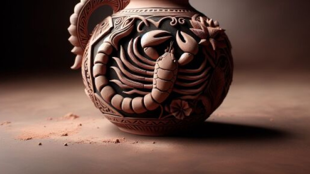 L'immagine mostra il vaso di creta, simbolo del numero 7 della Smorfia napoletana per lo Scorpione. &copy; Immagine creata con Dall-E