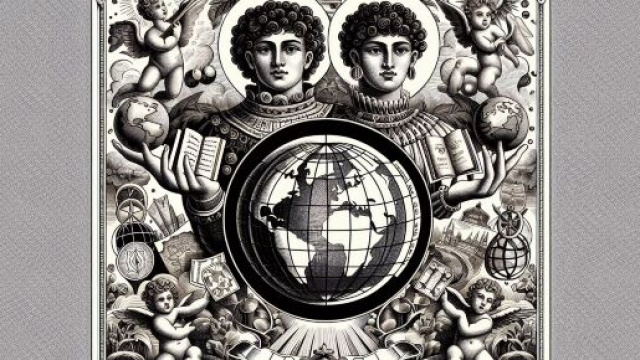 Gemelli e la carta del Mondo, il simbolo dell'espansione e della scoperta. &copy; Immagine creata con Dall-E