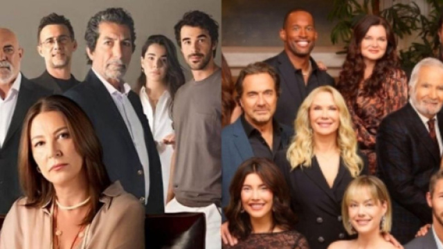 Il cast di Tradimento e di Beautiful &ndash; screenshot &copy; Tradimento / &copy; Beautiful.
