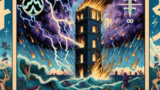 La carta dei tarocchi della Torre, associata all'Acquario, simboleggia trasformazione e rinnovamento. &copy; Immagine creata con Dall-E