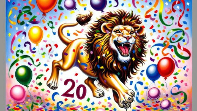 Leone e la festa, numero 20 della Smorfia napoletana. &copy; Immagine creata con Dall-E