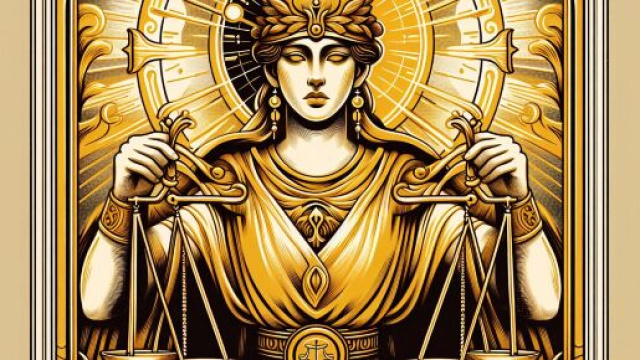 Tarocco della Giustizia per il segno della Bilancia. &copy; Immagine creata con Dall-E