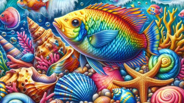 Illustrazione ispirata al segno zodiacale dei Pesci. &copy; Immagine creata con Dall-E