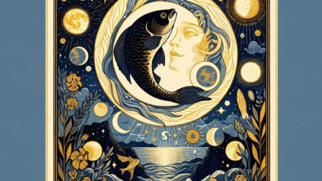 La carta dei tarocchi della Luna rappresenta l'introspezione e la trasformazione per i Pesci. &copy; Immagine creata con Dall-E